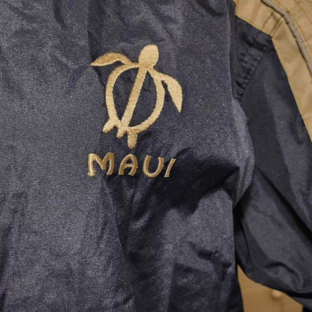 GoGo Sports Maui turtle jacket windbreaker navy tan medium - Picture 5 of 10